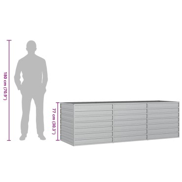 vidaXL Ζαρντινιέρα Υπερυψωμένη Ασημί 240x80x77 εκ. Γαλβανισμ. Χάλυβας