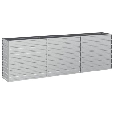 vidaXL Ζαρντινιέρα Υπερυψωμένη Ασημί 240x40x77 εκ. Γαλβανισμ. Χάλυβας