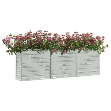 vidaXL Ζαρντινιέρα Υπερυψωμένη Ασημί 240x40x77 εκ. Γαλβανισμ. Χάλυβας