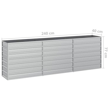 vidaXL Ζαρντινιέρα Υπερυψωμένη Ασημί 240x40x77 εκ. Γαλβανισμ. Χάλυβας
