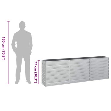 vidaXL Ζαρντινιέρα Υπερυψωμένη Ασημί 240x40x77 εκ. Γαλβανισμ. Χάλυβας