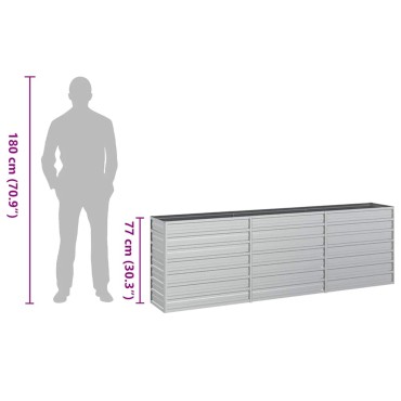 vidaXL Ζαρντινιέρα Υπερυψωμένη Ασημί 240x40x77 εκ. Γαλβανισμ. Χάλυβας