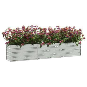 vidaXL Ζαρντινιέρα Υπερυψωμένη Ασημί 240x40x45 εκ. Γαλβανισμ. Χάλυβας