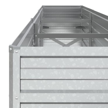 vidaXL Ζαρντινιέρα Υπερυψωμένη Ασημί 240x40x45 εκ. Γαλβανισμ. Χάλυβας
