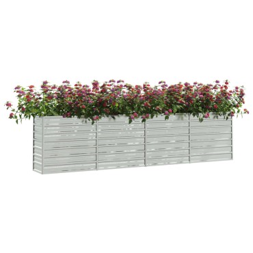 vidaXL Ζαρντινιέρα Υπερυψωμένη Ασημί 320x40x77 εκ. Γαλβανισμ. Χάλυβας