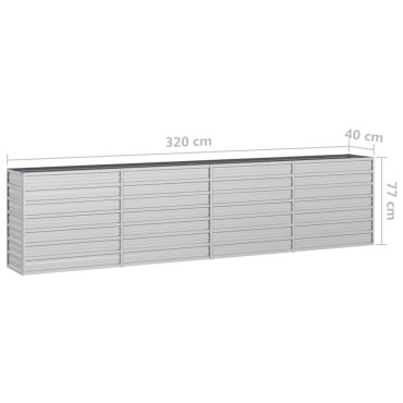 vidaXL Ζαρντινιέρα Υπερυψωμένη Ασημί 320x40x77 εκ. Γαλβανισμ. Χάλυβας