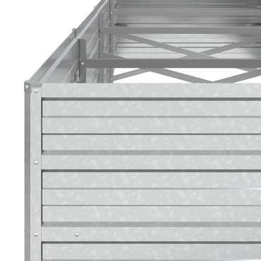 vidaXL Ζαρντινιέρα Υπερυψωμένη Ασημί 320x80x45 εκ. Γαλβανισμ. Χάλυβας