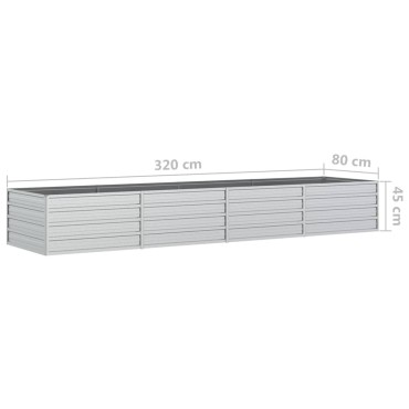 vidaXL Ζαρντινιέρα Υπερυψωμένη Ασημί 320x80x45 εκ. Γαλβανισμ. Χάλυβας