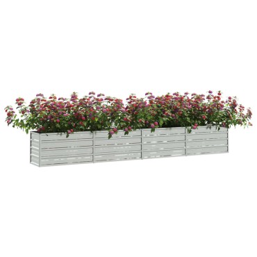 vidaXL Ζαρντινιέρα Υπερυψωμένη Ασημί 320x40x45 εκ. Γαλβανισμ. Χάλυβας