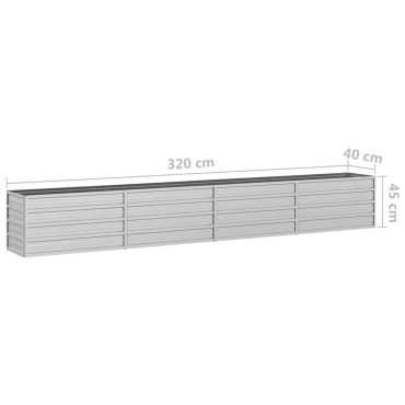 vidaXL Ζαρντινιέρα Υπερυψωμένη Ασημί 320x40x45 εκ. Γαλβανισμ. Χάλυβας
