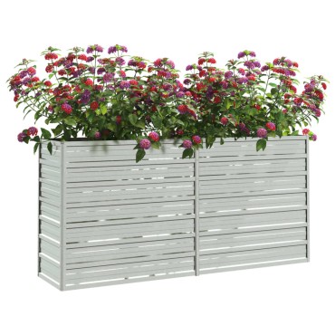 vidaXL Ζαρντινιέρα Υπερυψωμένη Ασημί 160x40x77 εκ. Γαλβανισμ. Χάλυβας