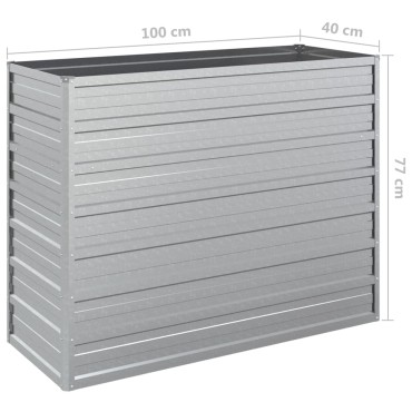 vidaXL Ζαρντινιέρα Υπερυψωμένη Ασημί 100x40x77 εκ. Γαλβανισμ. Χάλυβας