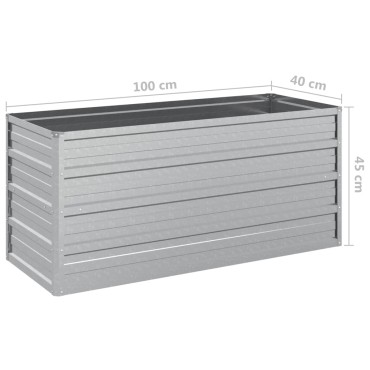 vidaXL Ζαρντινιέρα Υπερυψωμένη Ασημί 100x40x45 εκ. Γαλβανισμ. Χάλυβας