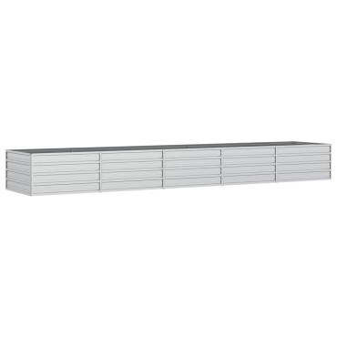 vidaXL Ζαρντινιέρα Υπερυψωμένη Ασημί 400x80x45 εκ. Γαλβανισμ. Χάλυβας