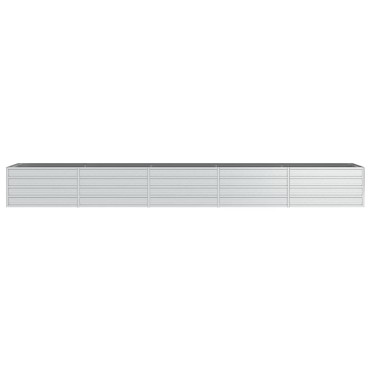 vidaXL Ζαρντινιέρα Υπερυψωμένη Ασημί 400x80x45 εκ. Γαλβανισμ. Χάλυβας