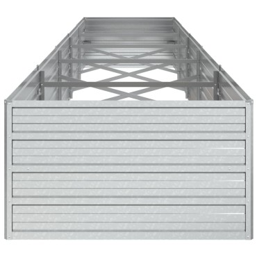 vidaXL Ζαρντινιέρα Υπερυψωμένη Ασημί 400x80x45 εκ. Γαλβανισμ. Χάλυβας