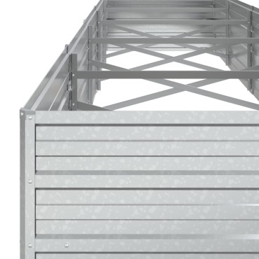 vidaXL Ζαρντινιέρα Υπερυψωμένη Ασημί 400x80x45 εκ. Γαλβανισμ. Χάλυβας