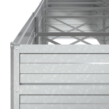 vidaXL Ζαρντινιέρα Υπερυψωμένη Ασημί 400x80x77 εκ. Γαλβανισμ. Χάλυβας