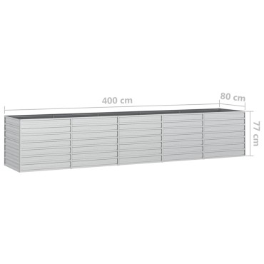 vidaXL Ζαρντινιέρα Υπερυψωμένη Ασημί 400x80x77 εκ. Γαλβανισμ. Χάλυβας