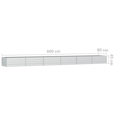 vidaXL Ζαρντινιέρα Υπερυψωμένη Ασημί 600x80x45 εκ. Γαλβανισμ. Χάλυβας