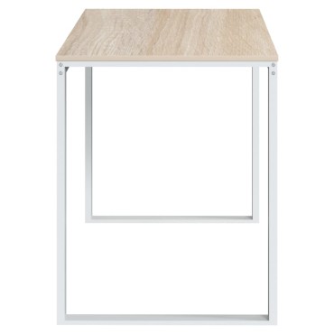 vidaXL Γραφείο Υπολογιστή Λευκό/Δρυς 110x60x73cm από Μοριοσανίδα 1 τεμ.