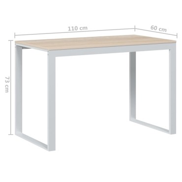 vidaXL Γραφείο Υπολογιστή Λευκό/Δρυς 110x60x73cm από Μοριοσανίδα 1 τεμ.