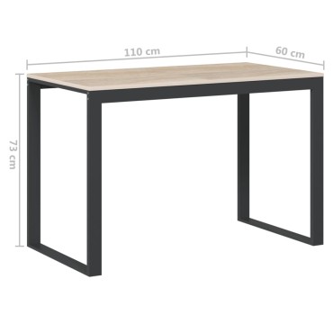vidaXL Γραφείο Υπολογιστή Μαύρο/Δρυς 110x60x73cm από Μοριοσανίδα 1 τεμ.