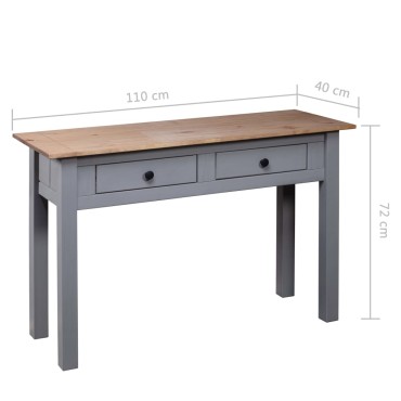 vidaXL Κονσόλα Τραπέζι Γκρι 110x40x72cm Μασίφ ξύλο πεύκου Σειρά Panama 1 τεμ.