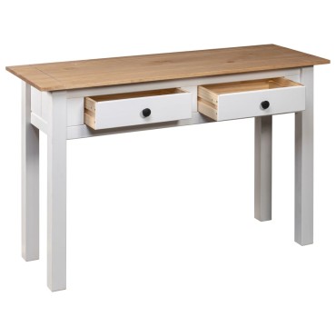 vidaXL Κονσόλα Τραπ. Λευκό 110x40x72cm Μασίφ Ξύλο Πεύκου Σειρά Panama 1 τεμ.