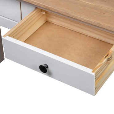 vidaXL Κονσόλα Τραπ. Λευκό 110x40x72cm Μασίφ Ξύλο Πεύκου Σειρά Panama 1 τεμ.