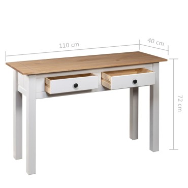 vidaXL Κονσόλα Τραπ. Λευκό 110x40x72cm Μασίφ Ξύλο Πεύκου Σειρά Panama 1 τεμ.