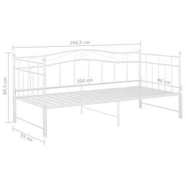 vidaXL Πλαίσιο για Καναπέ - Κρεβάτι Λευκό 90x200cm Μεταλλικό 1 τεμ. - Μονό