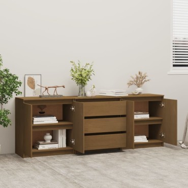 vidaXL Βοηθητικό Nτουλάπι Καφέ Μελί 180x36x65cm από Μασίφ Ξύλο Πεύκου 1 τεμ.