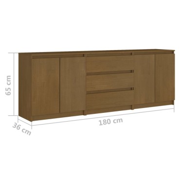 vidaXL Βοηθητικό Nτουλάπι Καφέ Μελί 180x36x65cm από Μασίφ Ξύλο Πεύκου 1 τεμ.