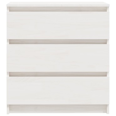 vidaXL Κομοδίνο Λευκό 60x36x64cm από Μασίφ Ξύλο Πεύκου 1 τεμ.