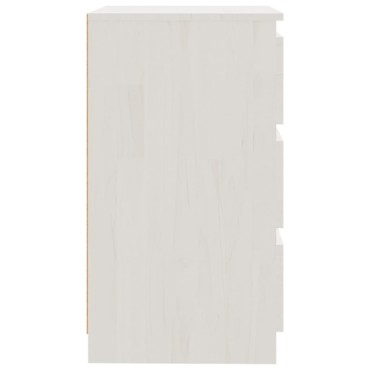 vidaXL Κομοδίνο Λευκό 60x36x64cm από Μασίφ Ξύλο Πεύκου 1 τεμ.