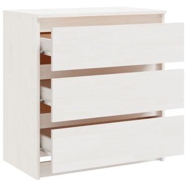 vidaXL Κομοδίνο Λευκό 60x36x64cm από Μασίφ Ξύλο Πεύκου 1 τεμ.