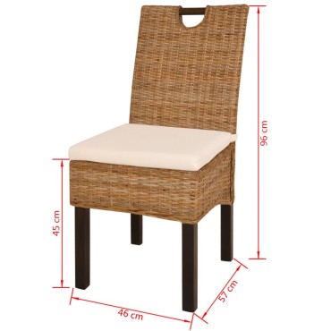 vidaXL Καρέκλες Τραπεζαρίας 4 τεμ. από Ρατάν Kubu και Ξύλο Μάνγκο 46x57x96cm