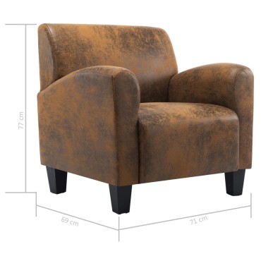 vidaXL Πολυθρόνα Καφέ από Συνθετικό Καστόρι 70x69x72cm 1 τεμ.