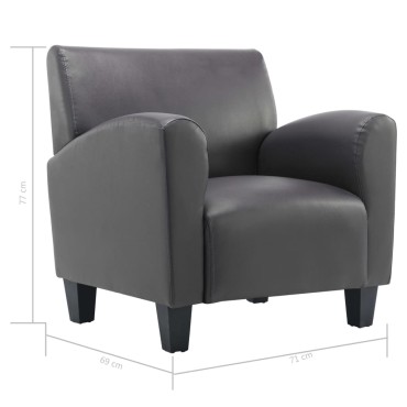 vidaXL Πολυθρόνα Γκρι από Συνθετικό Δέρμα 70x69x72cm 1 τεμ.