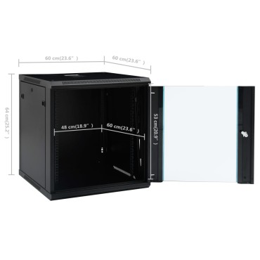vidaXL Καμπίνα Δικτύου Επιτοίχια 12U 19'' IP20 600 x 600 x 640 χιλ.