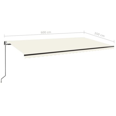 vidaXL Τέντα Αυτόματη με LED & Αισθητήρα Ανέμου Κρεμ 600x350 εκ.