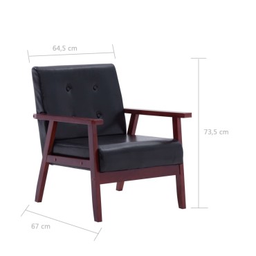 vidaXL Πολυθρόνα Μαύρη από Συνθετικό Δέρμα 64,5x67x73,5cm 1 τεμ.