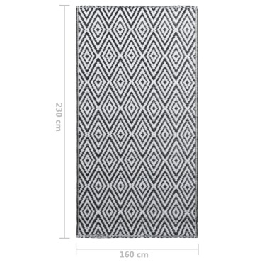 vidaXL Χαλί εξωτερικού χώρου ARAKIL Λευκό και μαύρο 160x230 cm PP