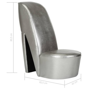 vidaXL Κάθισμα Γόβα Ασημί από Συνθετικό Δέρμα 43x82,5x85,5cm 1 τεμ.