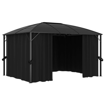 vidaXL Κιόσκι με Κουρτίνες Ανθρακί 400 x 300 x 265 εκ.