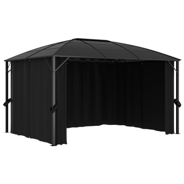 vidaXL Κιόσκι με Κουρτίνες Ανθρακί 400 x 300 x 265 εκ.