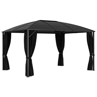 vidaXL Κιόσκι με Κουρτίνες Ανθρακί 400 x 300 x 265 εκ.