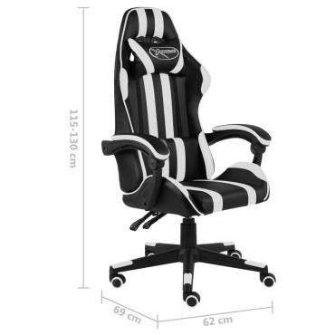 vidaXL Καρέκλα Racing Μαύρο / Λευκό από Συνθετικό Δέρμα 35x41cm 1 τεμ.