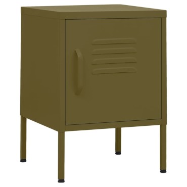 vidaXL Κομοδίνο Πράσινο Λαδί 35x35x51cm από Ατσάλι 1 τεμ.